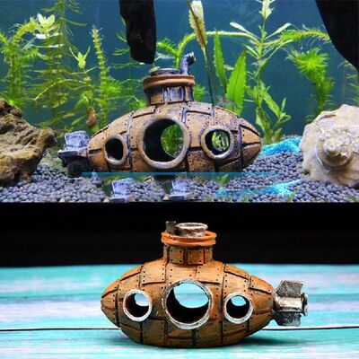 极速Aquarium Fish Tank Decorations Landscape Submarine Wreck