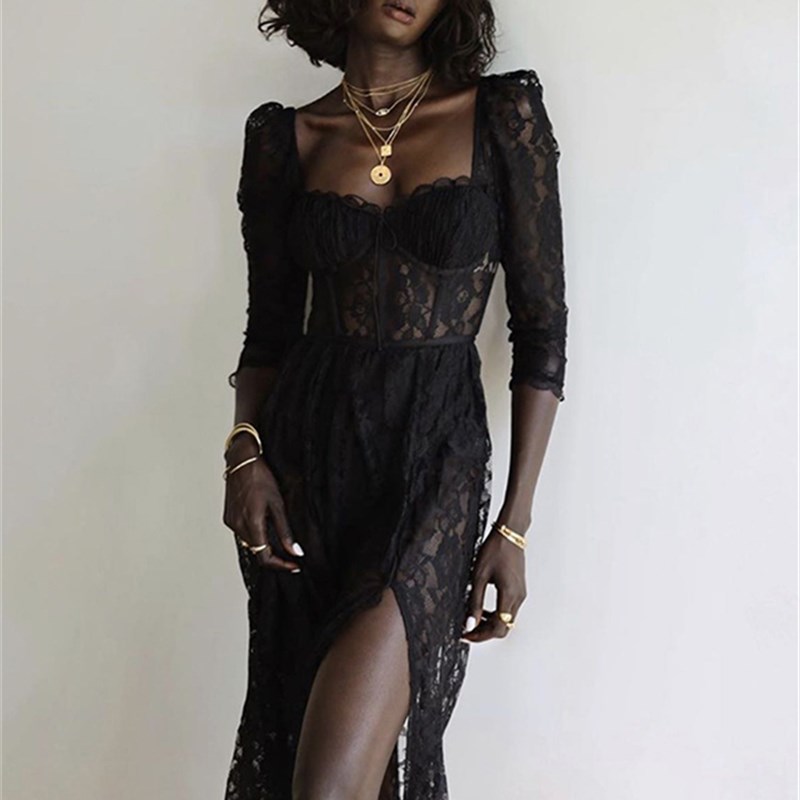 Yiallen 2021 Y2k Fashion Party Vacation Beach Sexy Black Lac