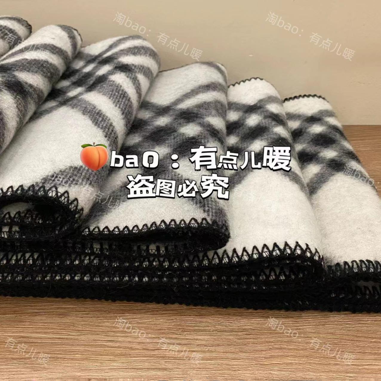 【现货】区别市场货bbr黑白斜格1oo%羊毛保暖氛围感围巾女