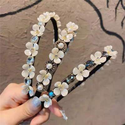 Korean Mori headband pearl diamond simple retro Baroque Rhi