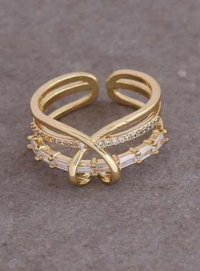 Jewelry 18K Gold Full Diamond Zircon Ring Personality tendy