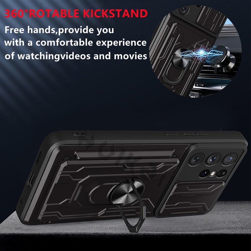 For Samsung S22 S21 Ultra Plus Case Slide Stand Kickstand Ri
