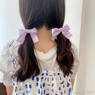 Vintage satin bow hair pin sweet joker ribbon hair ring soft