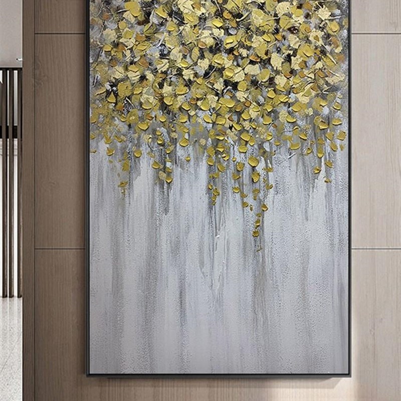 定做纯手象绘油画抽金箔挂画后现代艺术大幅壁画式楼别墅装饰画复图片
