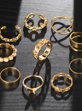 Rings Ring Set Women Gold Metal Jewelry Finger Punk Vintage
