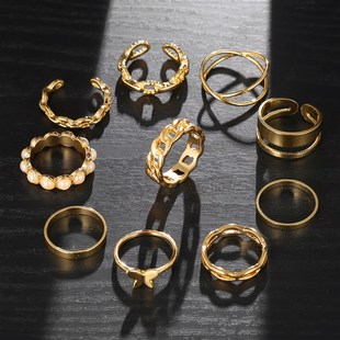 Rings Ring Set Women Gold Metal Jewelry Finger Punk Vintage
