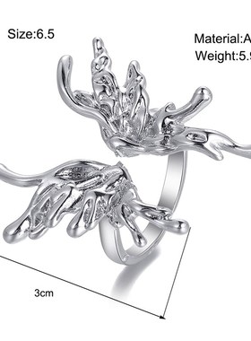 Butterfly open ring lady食指戒小众高级感液态蝴蝶开口戒指女