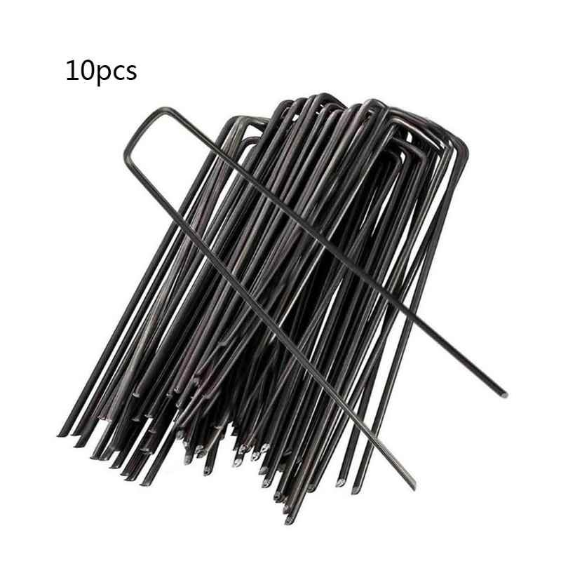 10 Pcs Ushape Garden Staples Ground Stakes Pegs Garden