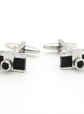 Fashion Mens Camera Cuff Links Copper Material Black & Whit