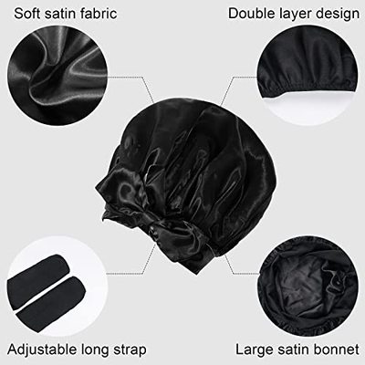 2 PCS Silk Bonnets for Sleeping Satin Hair Wrap Bonnet for B