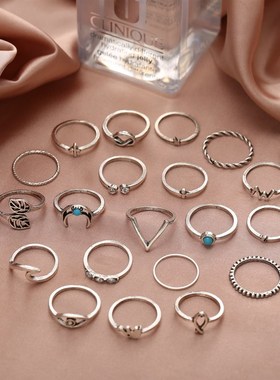 finger rings women set 女式眼睛月亮打结组合关节戒指组套20件