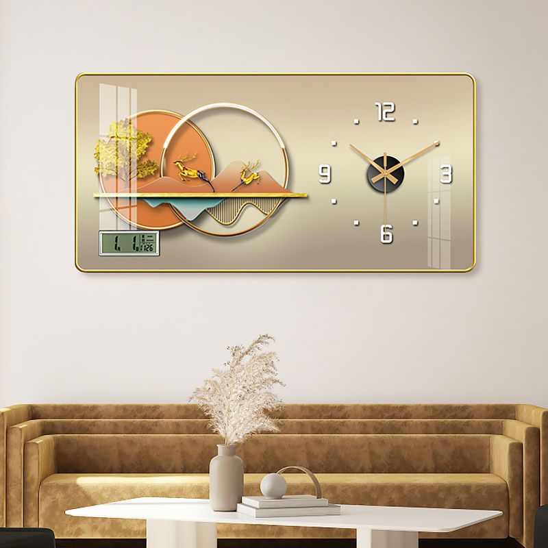 客厅挂钟装饰挂画带日历温度钟表餐厅简约现代Q挂墙时钟免打孔表