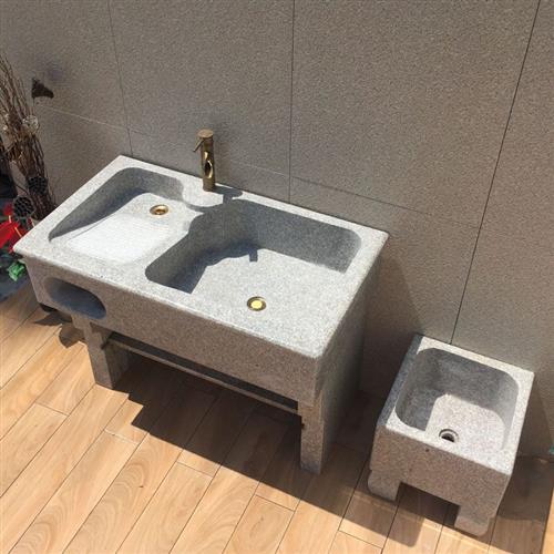 石头水池子 石头洗衣池拖把池一体户外大理石洗衣池带搓板庭院水