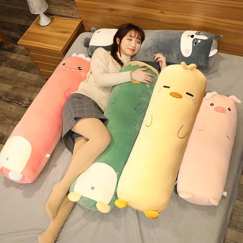 l可爱哈奇玩毛绒具超软床上睡觉抱枕恐龙长条枕娃公娃仔女生玩士