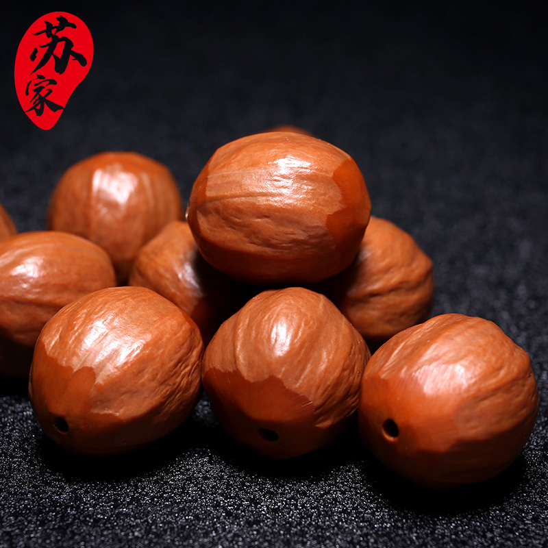 橄榄核 原皮笑脸素珠正圆2.0大籽老油核原籽手工文玩橄榄胡手串男