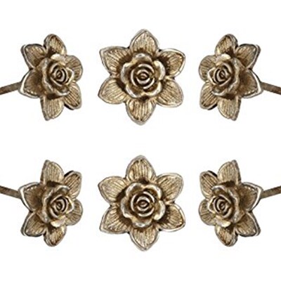 极速Set of 6 Chrome Flower Knobs Kitchen Cabinet Cupboa