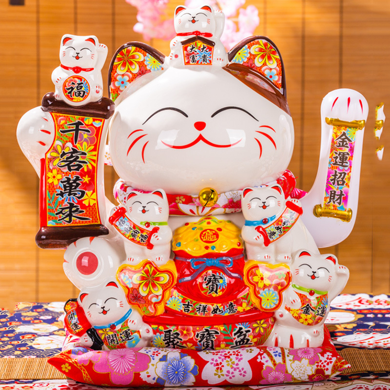 收银台发财猫招财猫摆件开业摇手前台家用店铺家居客厅礼品自动招