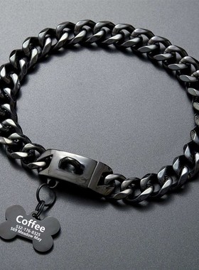 19mm black dog chain stainless steel titanium steel six-side