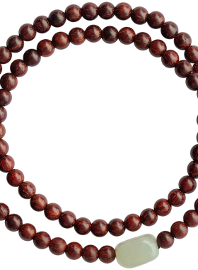 小叶紫檀4m纤细佛珠手链简约和田玉古风小清新仙气檀木手串文艺女