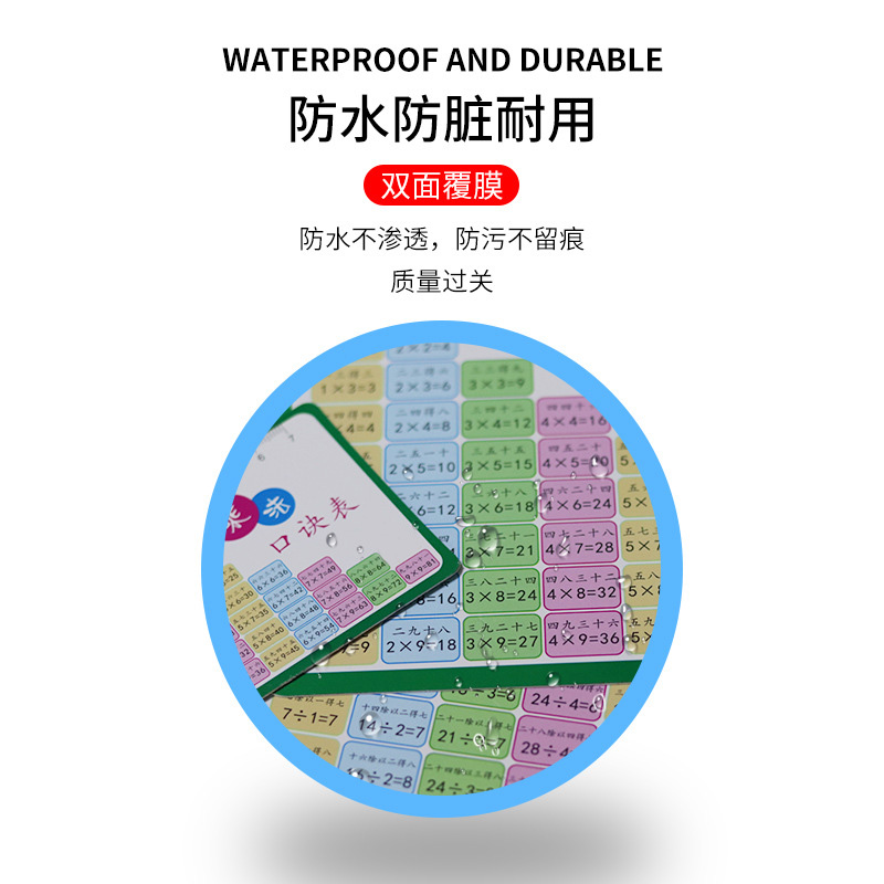 九九乘法口诀表卡片数学二年级99口诀表背诵神器挂图墙贴教具启蒙