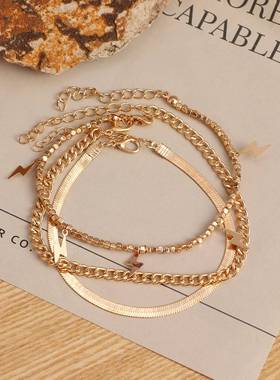 -Korean jewelry industry alloy multi-layer golden anklet per