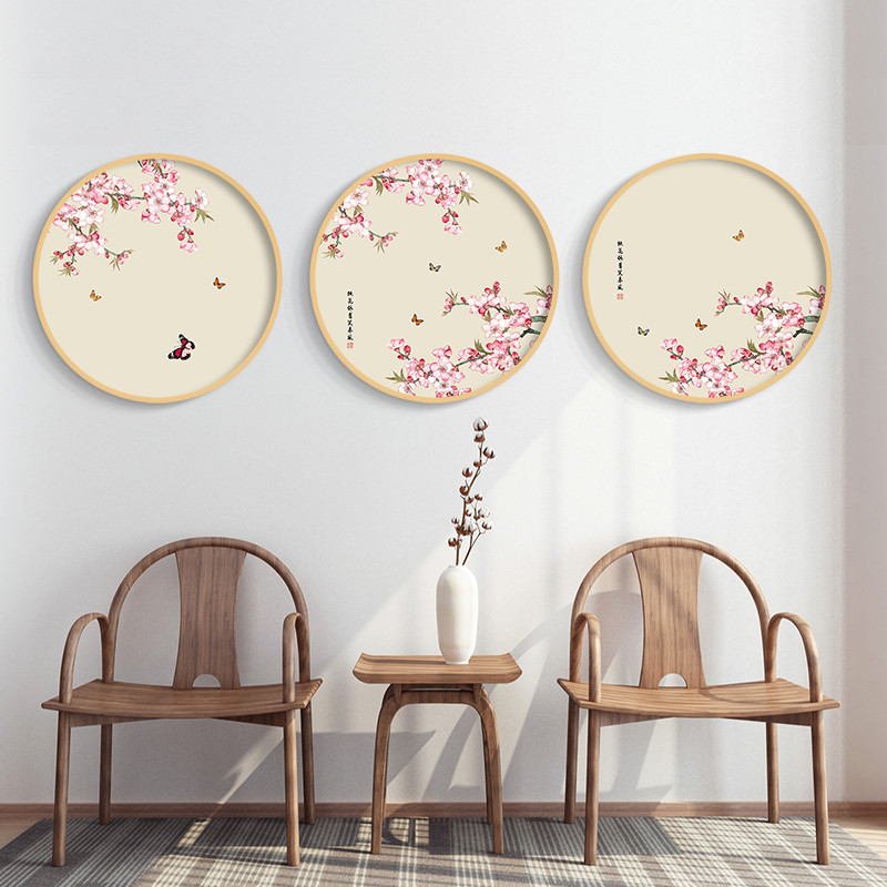 日式和风桃花梅花樱花装饰画客厅餐厅日本料理店挂画玄关走廊壁画图片
