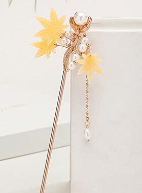 极速Retro Maple Leaf Hair Stick Ancient Court Hairpin Tassel