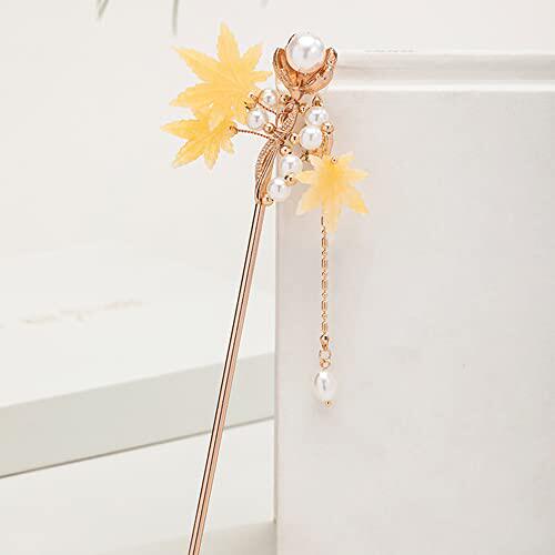 极速Retro Maple Leaf Hair Stick Ancient Court Hairpin Tassel