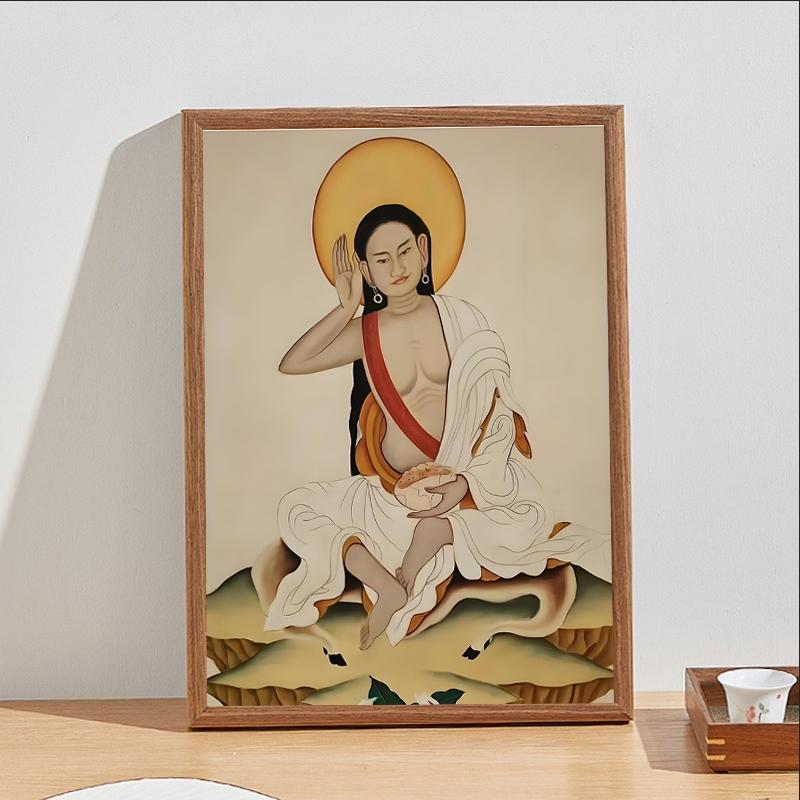 密勒日巴尊者画像挂画米勒日巴尊者佛像摆台米拉日巴唐卡相框摆件