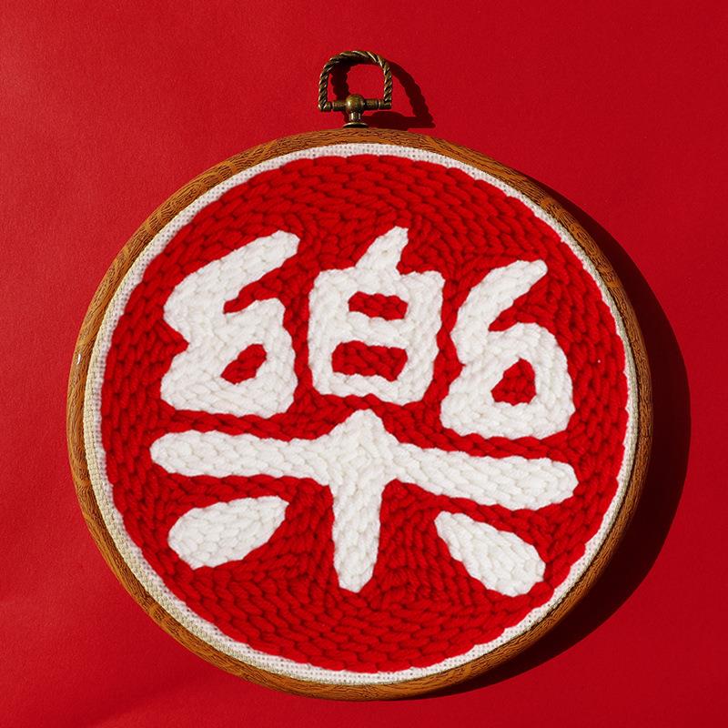 跨境中国风手工戳戳绣材料包 俄罗斯戳戳秀diy材料包喜庆戳秀套装