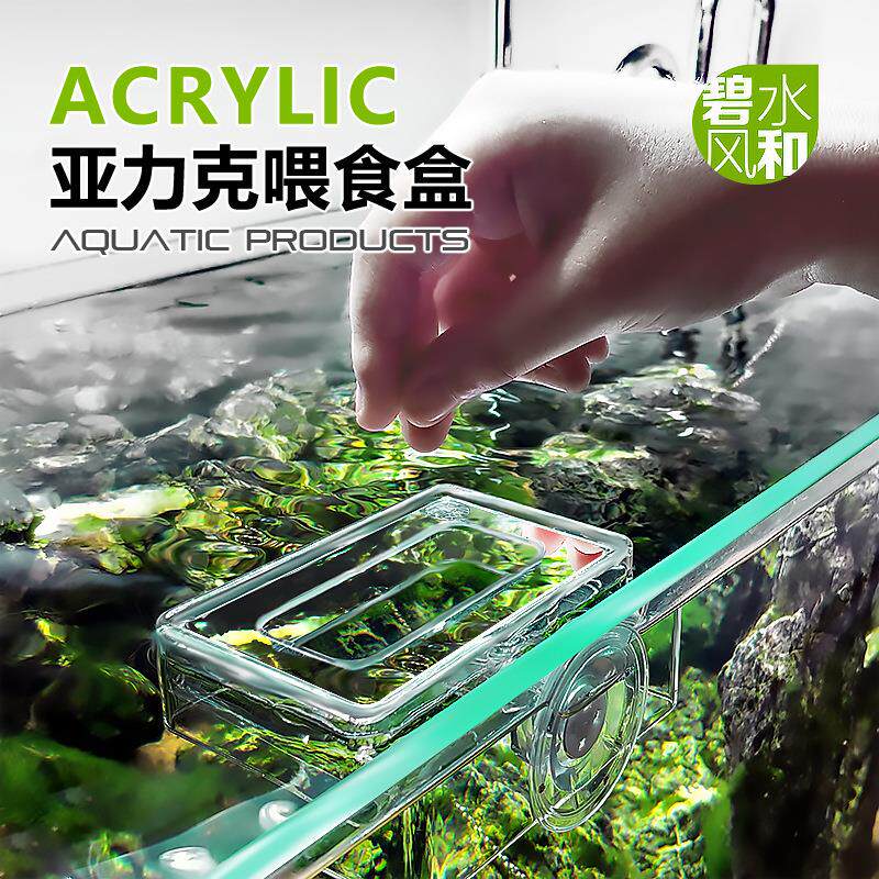 碧水风和喂食盒鱼缸亚克力喂食器鱼粮喂食圈防飘投食圈投食器透明