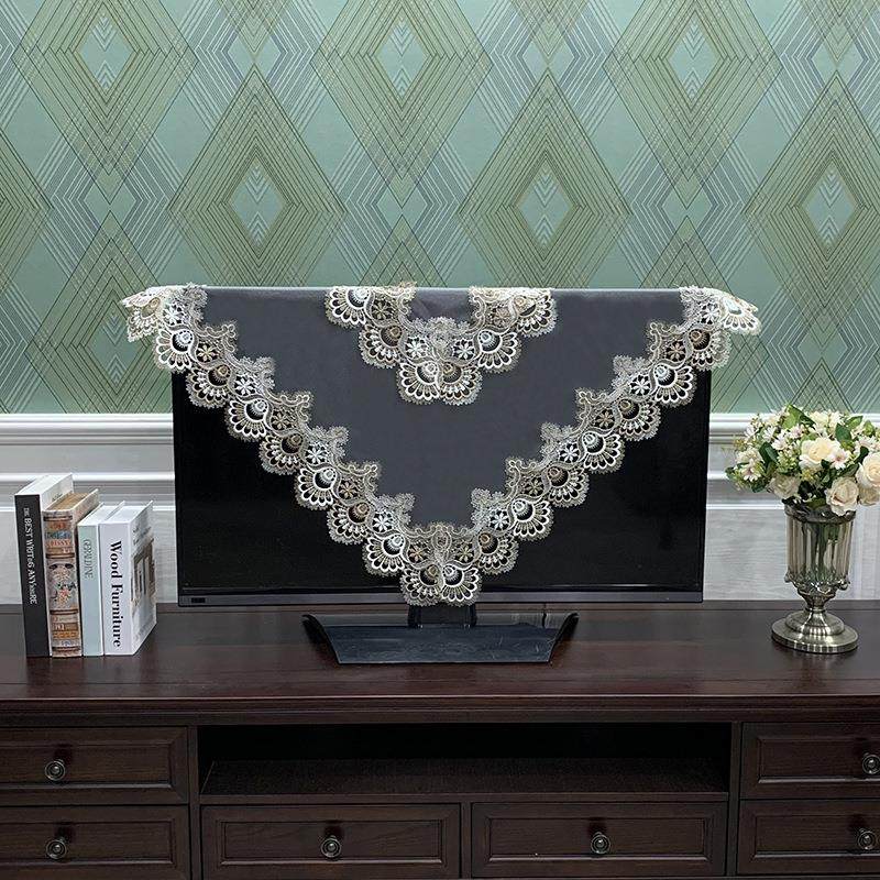 现代简约电视洗衣机防灰尘正方形桌布麻将桌盖布家用挂式蕾丝盖巾