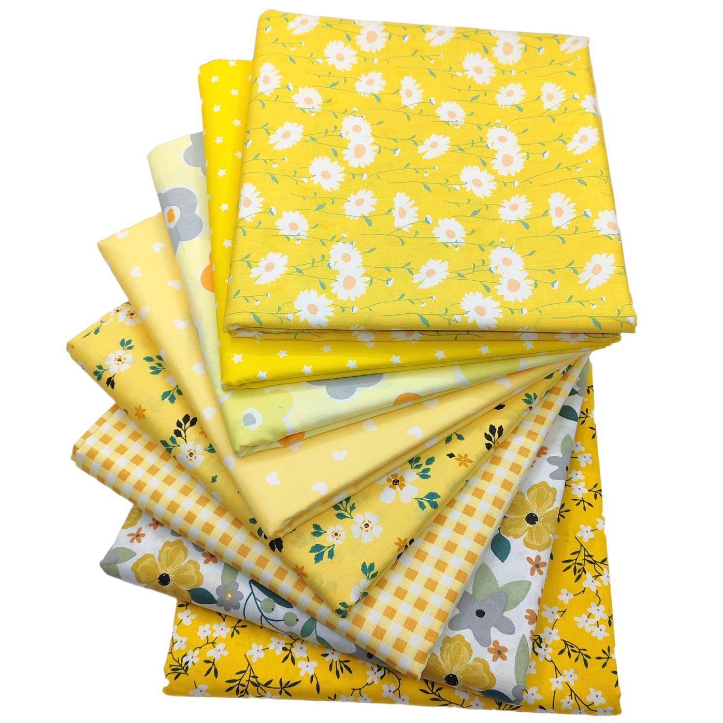 新品全棉斜纹印花布料DIY手工拼布黄色花系列纯棉碎花床品面料
