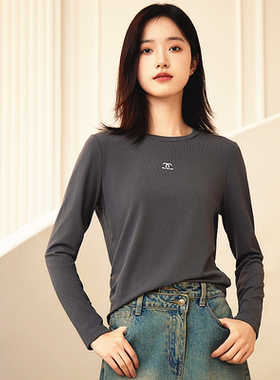 优可丝女士圆领打底衫秋冬薄款洋气内搭长袖T恤上衣时尚百搭M672