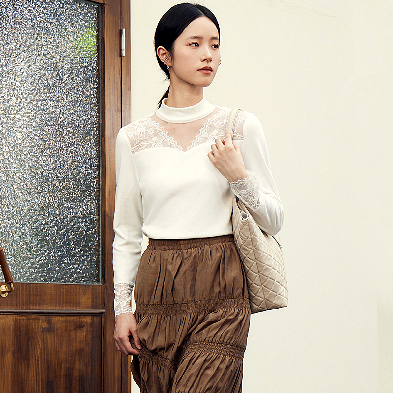 秋冬新款女士蕾丝打底衫蕾丝小衫