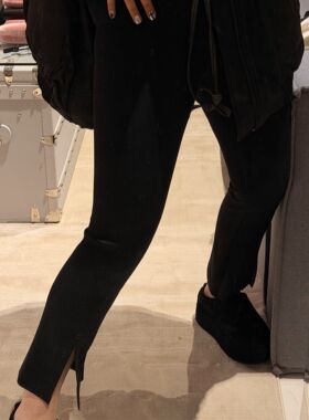 FOR FOR FREE-「小开衩」莱赛尔羊毛前开衩显瘦加绒直筒裤