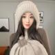 冬季 保暖帽子围巾一体帽护颈护耳针织毛线包头帽加绒加厚风雪帽女