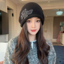 蝴蝶卷边堆堆帽女秋冬护耳保暖2025新款 洋气抽绳帽子女包头帽 时尚