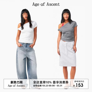 短袖 Age 莱赛尔不对称扭结设计感修身 Ascent 露肩T恤上衣女