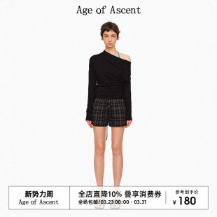 短裤 3.23上新Age 百搭复古撞色格纹抽绳散步阿罗裤 Ascent