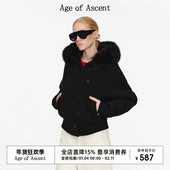 Ascent Age 环保皮草毛领单排扣宽松加厚保暖复古休闲毛毛外套