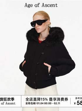 Age of Ascent 环保皮草毛领单排扣宽松加厚保暖复古休闲毛毛外套