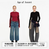 修身 Ascent Age 假两件罗纹拼接袖 紧身打底衫 显瘦长袖 内搭上衣