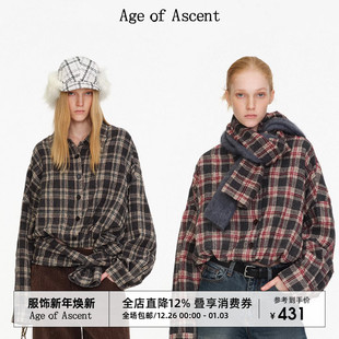 格纹廓系穿搭衬衫 Age 复古回溯圣诞氛围皱感羊毛经典 Ascent