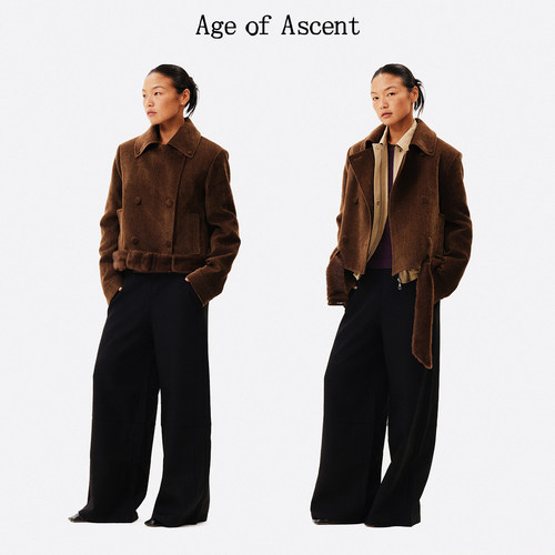 Age of Ascent 雪尼尔毛感短款外套女夹克保暖显瘦双排扣设计上衣