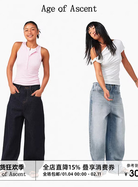 Age of Ascent 挺阔感低腰弯刀牛仔裤 水洗蓝/原牛