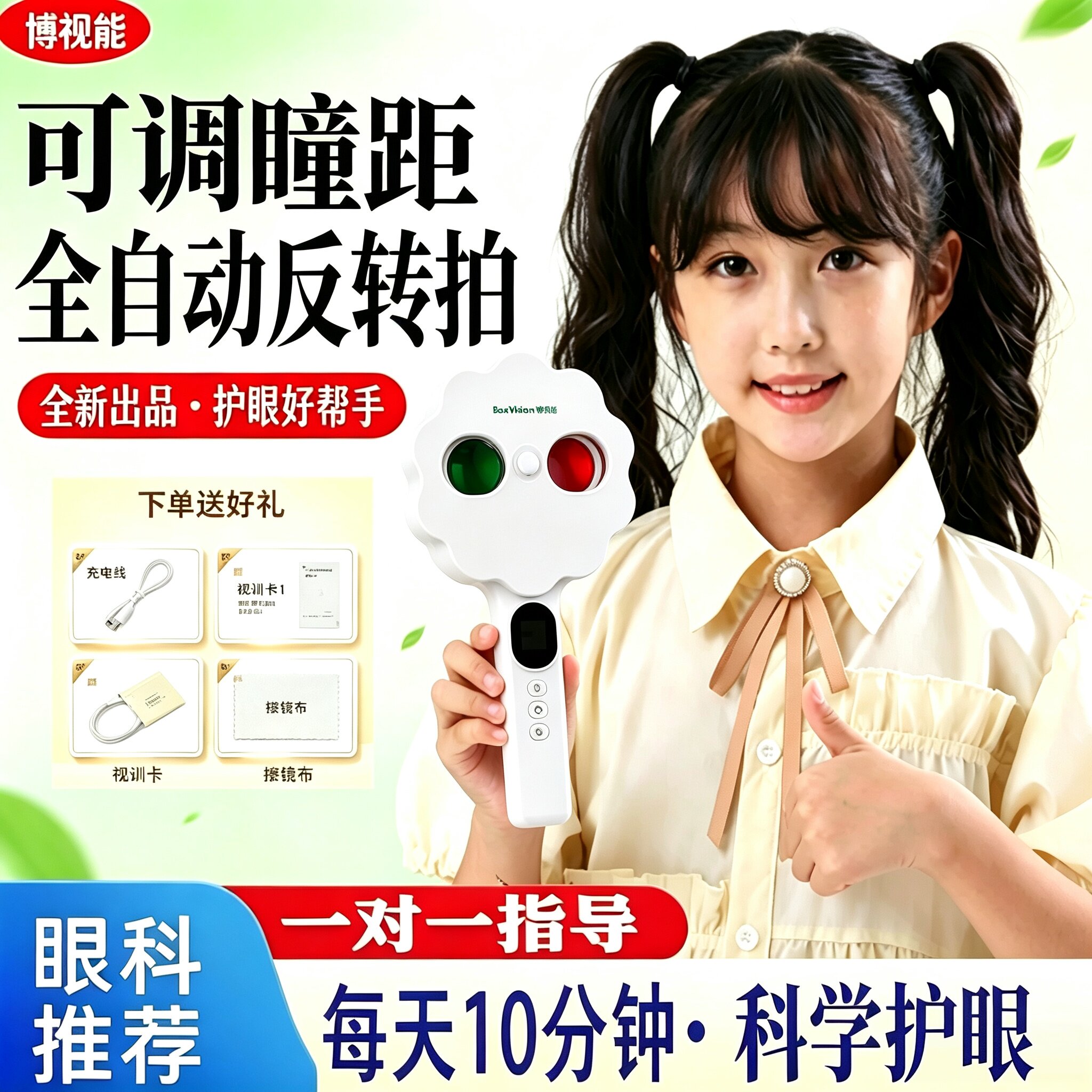 博视能电动反转拍青少年居家眼部练习视力训练器 ±200 度DR图片