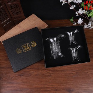 礼盒套装古代帝王杯子爵杯彷古秦始皇H三足杯酒杯水晶玻璃杯白酒