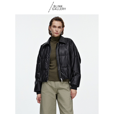 BLINK/机车通勤风蛋白皮羽绒服短款面包服宽松夹克外套