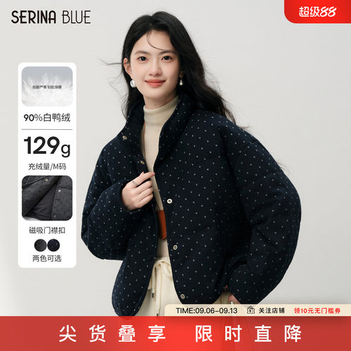 SeRinaBlue小个子保暖波点羽绒服